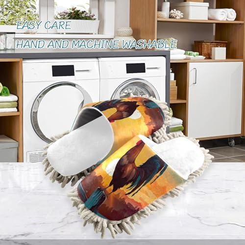 RunningBear White Rooster Sunset Mop Slippers for Wood Floor