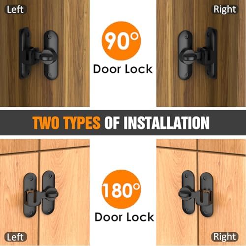 Barn Door Lock - Small 90180 Degree Black 1-Pack