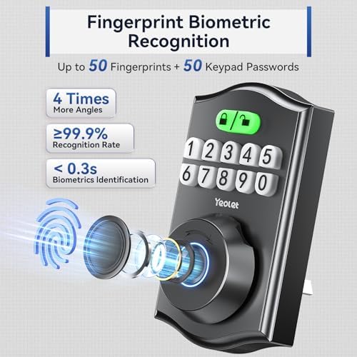 Yeolet Smart Deadbolt with Fingerprint and App Control