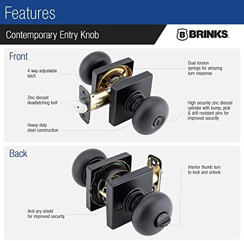 BRINKS Modern Door Knob for Secure Entry Matte Black