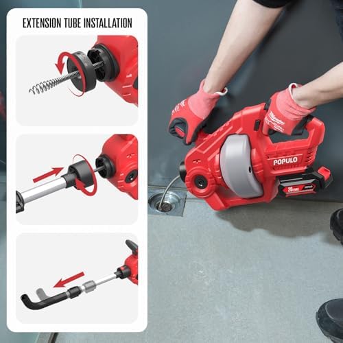20V Cordless Drain Snake with Extendable 25FT Cable