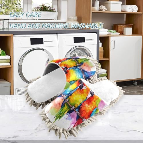 RunningBear White Chenille Mop Slippers