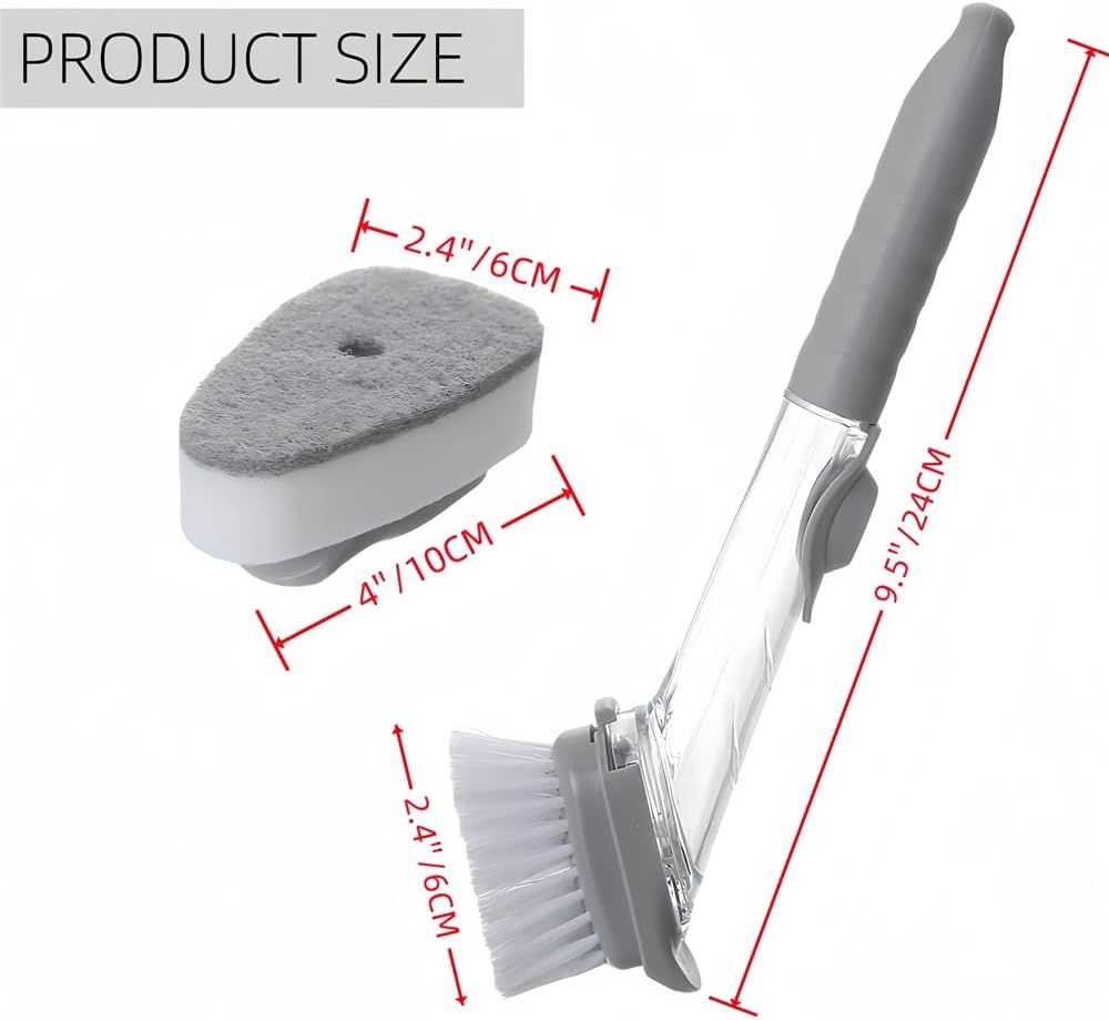 Xicennego Dish Wand Set No-Scratch Cleaning Brush with Soap Dispenser and Replacement Heads