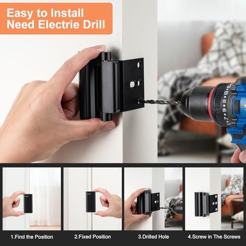 Husfunov 2-Piece Home Security Door Lock with 800 lbs Force Resistance for Inward Swing Doors