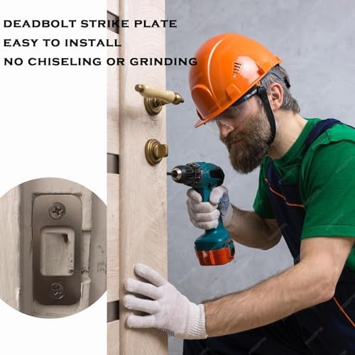 4-pieces Stainless Steel Round Corner Deadbolt Strike Plate Set - Secure Home Business Door Protection