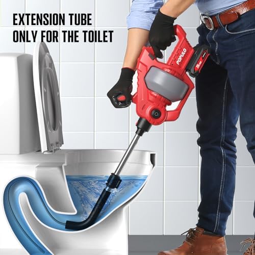 20V Cordless Drain Snake with Extendable 25FT Cable