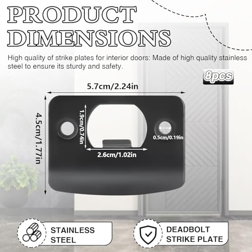 8-Piece Stainless Steel Door Strike Plate Set