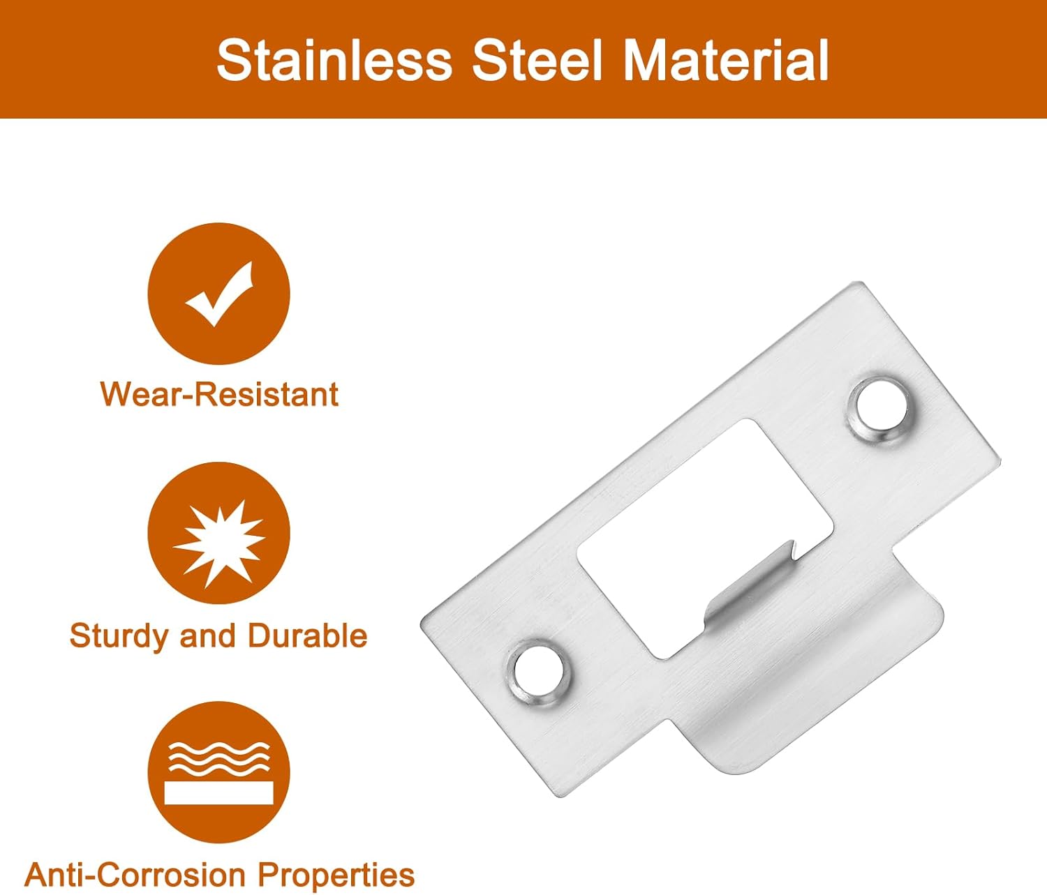 2 Set Door Strike Plate Stainless Steel Replacement for Door Jamb