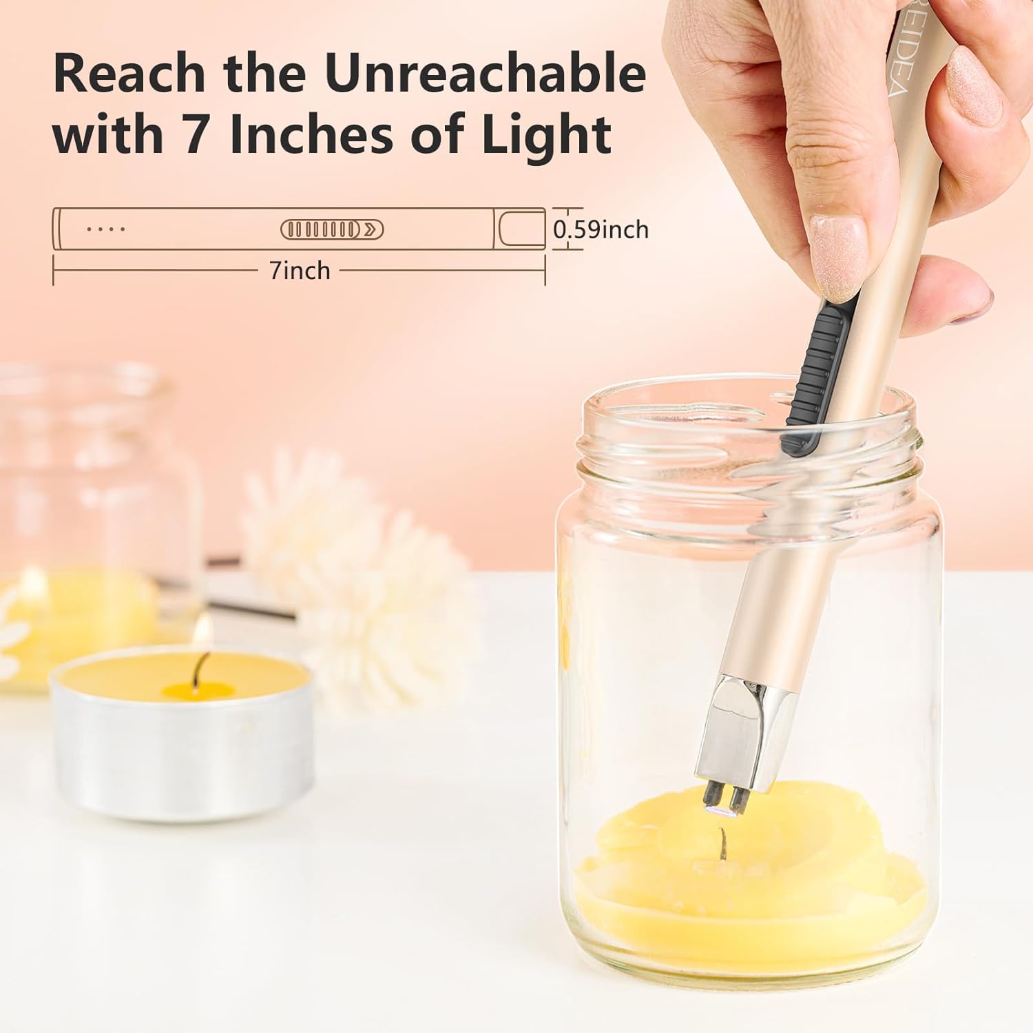 REIDEA Candle Lighter Rechargeable USB Arc Windproof Flameless with Safe Button for Home Kitchen