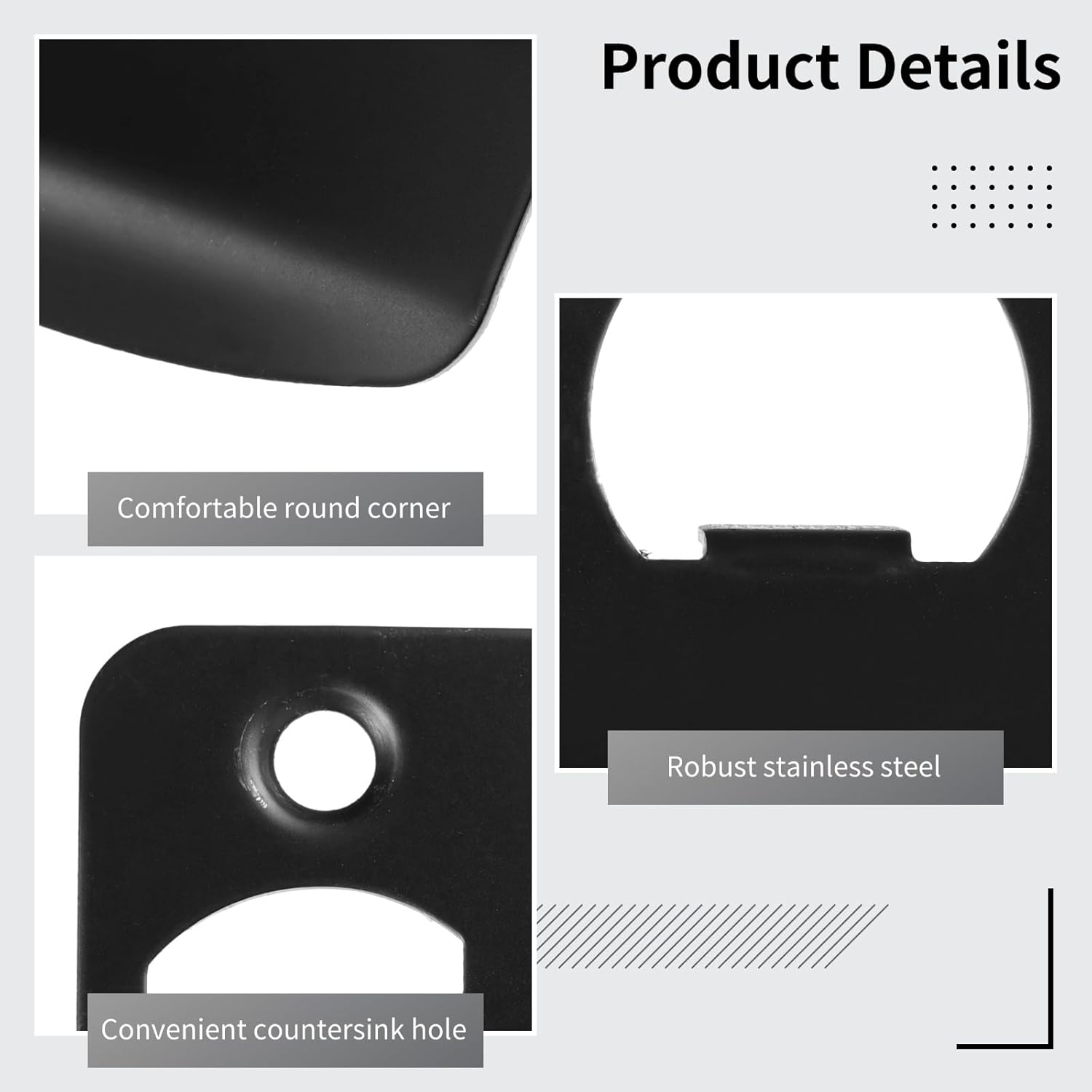 12 Pcs stainless steel door strike plates black full lip round corner strike plates for door reinforcement