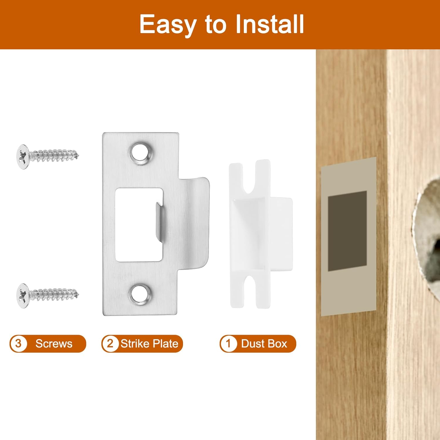 2 Set Door Strike Plate Stainless Steel Replacement for Door Jamb