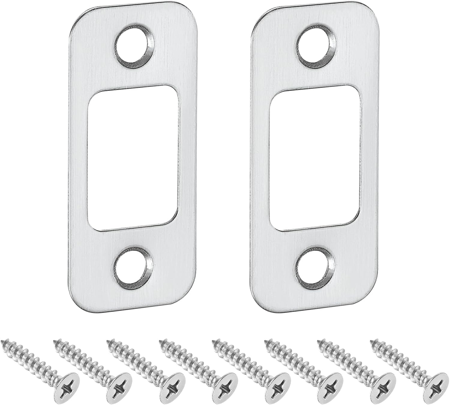 U excell2Pcs Door Strike Plate 57mm x 255mm Stainless Steel Latch Deadbolt Replacement Silver