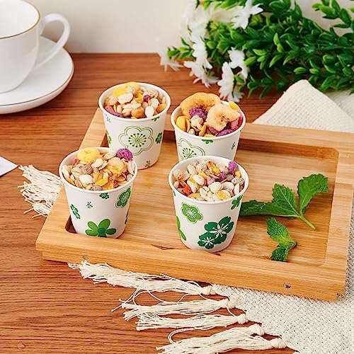 JOLLY PARTY 600 Pack 3oz Disposable Bathroom Cups Green Floral Design Perfect for Parties Events