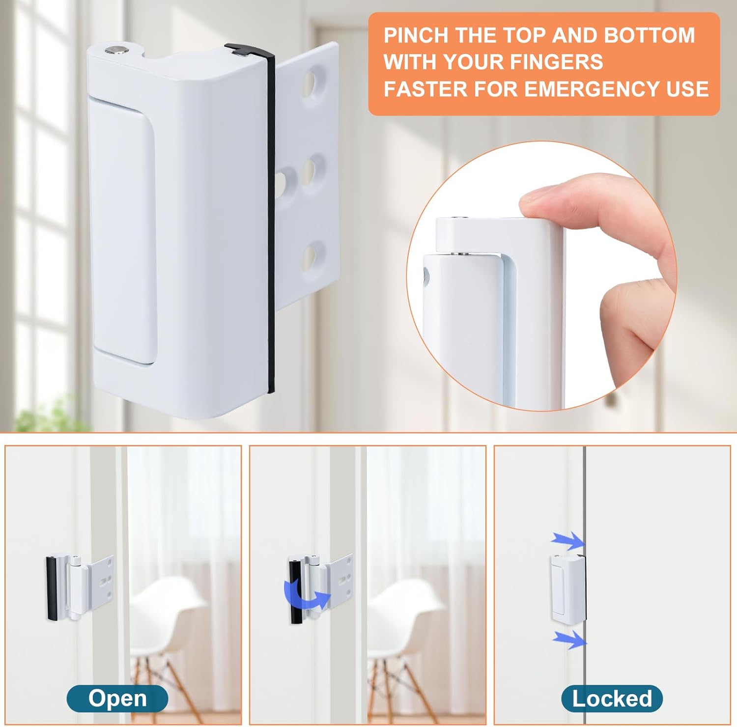 2-Pack Home Security Door Lock Childproof 3 Stop 800 lbs Force Replacement