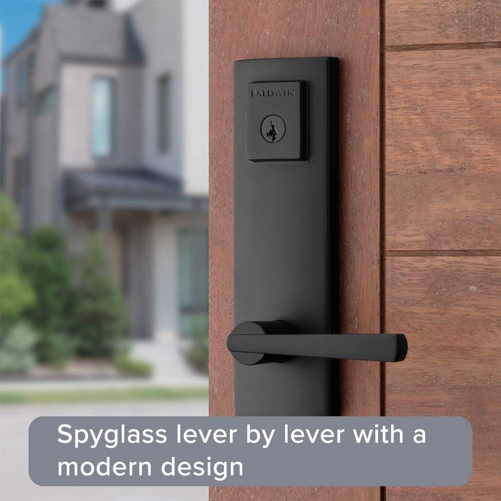 Baldwin Spyglass Entry Door Set with SmartKey Re-Key Technology and Matte Black Finish