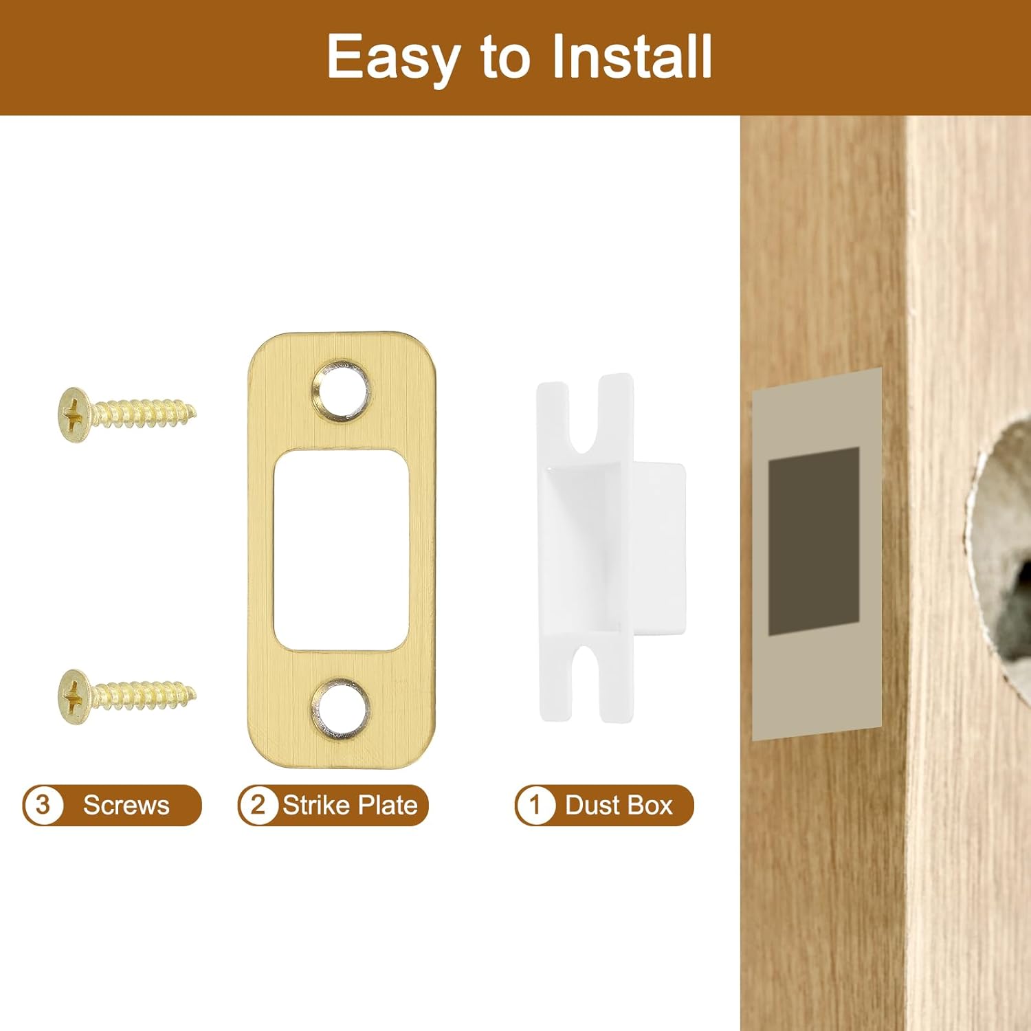 1 Set Door Strike Plate Stainless Steel Latch Deadbolt Replacement for Doors