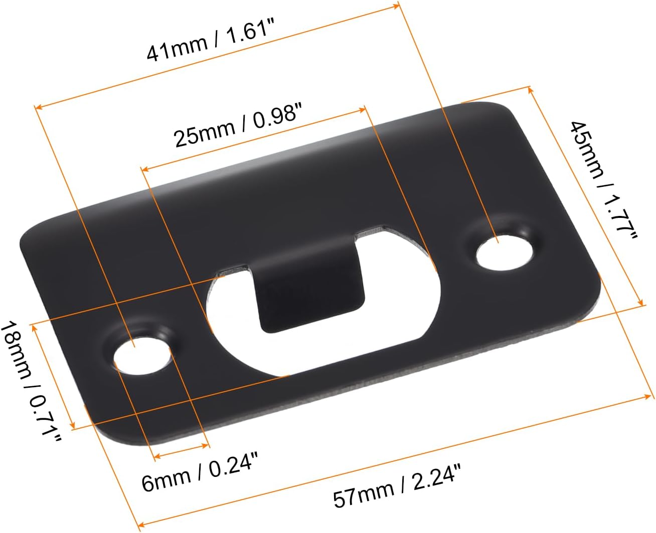Uxcell Door Strike Plate Set 2PCS - 201 Stainless Steel 57mm x 45mm 25mm x 18mm Holes for Door Jamb Replacement