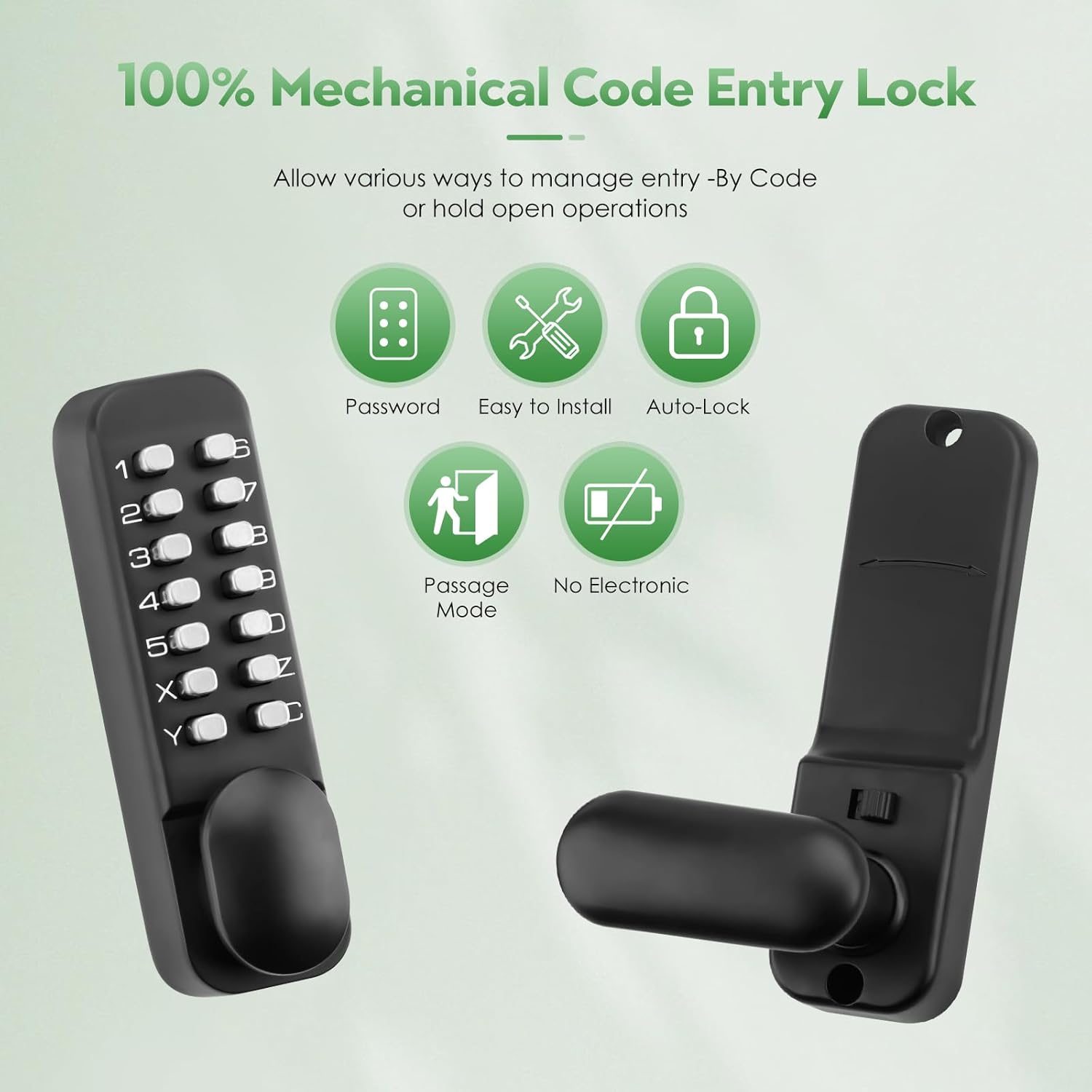 Mechanical Keyless Entry Door Lock with Keypad Front Door Lock for Warehouse with 10 Years Warranty