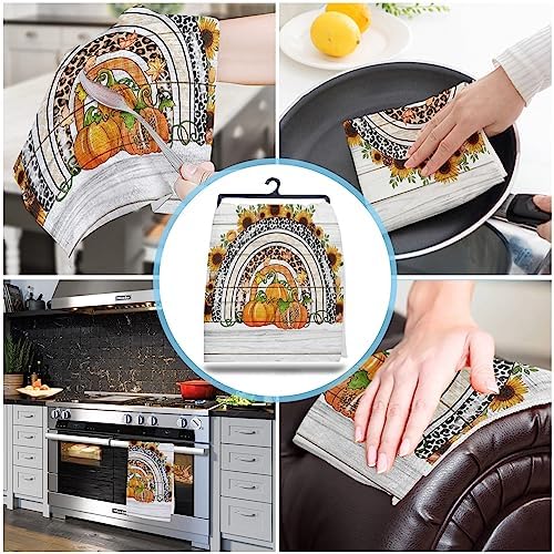 Leopard Prints Pumpkins Kitchen Towels 2-PC Set 18x28