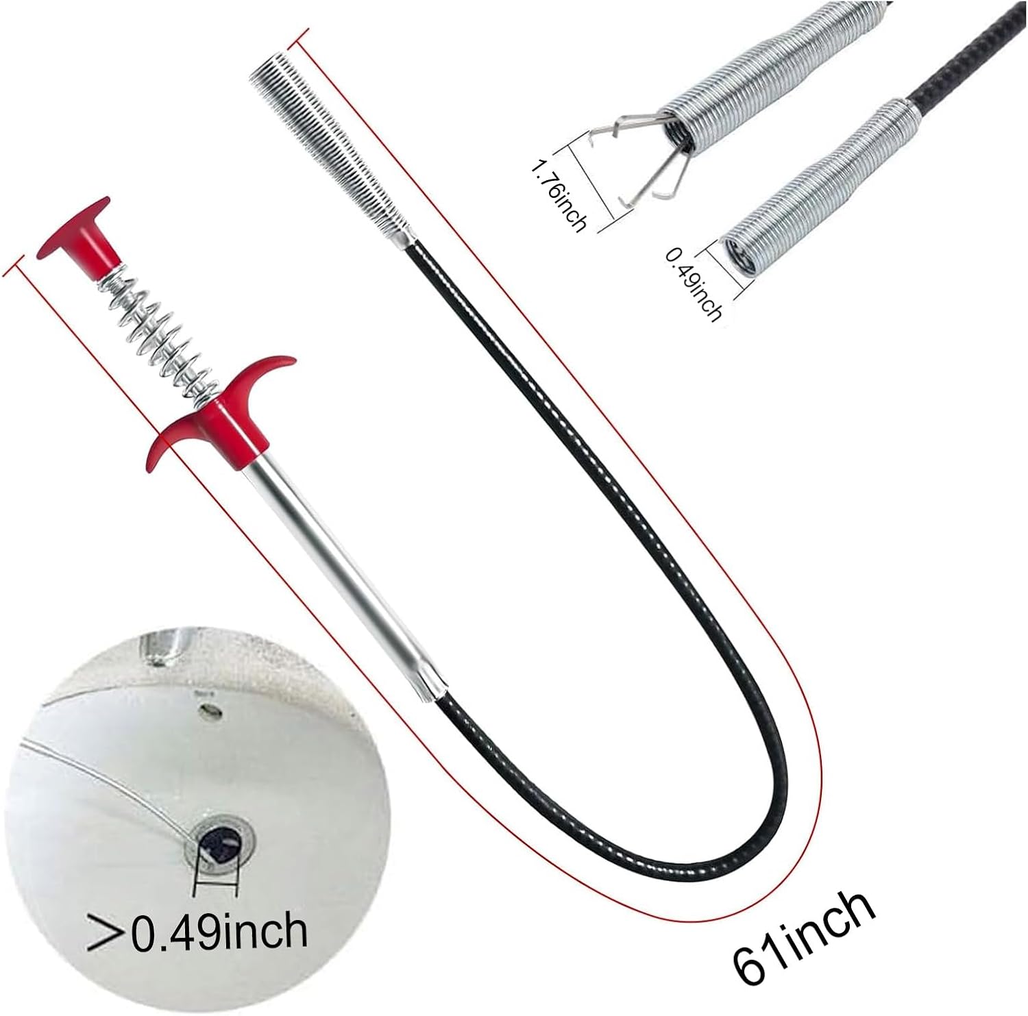 61 Inch Drain Snake HairDrain Clog Remover Tool Perfect for Kitchen Bathroom and Toiletheadache-free Cleaning