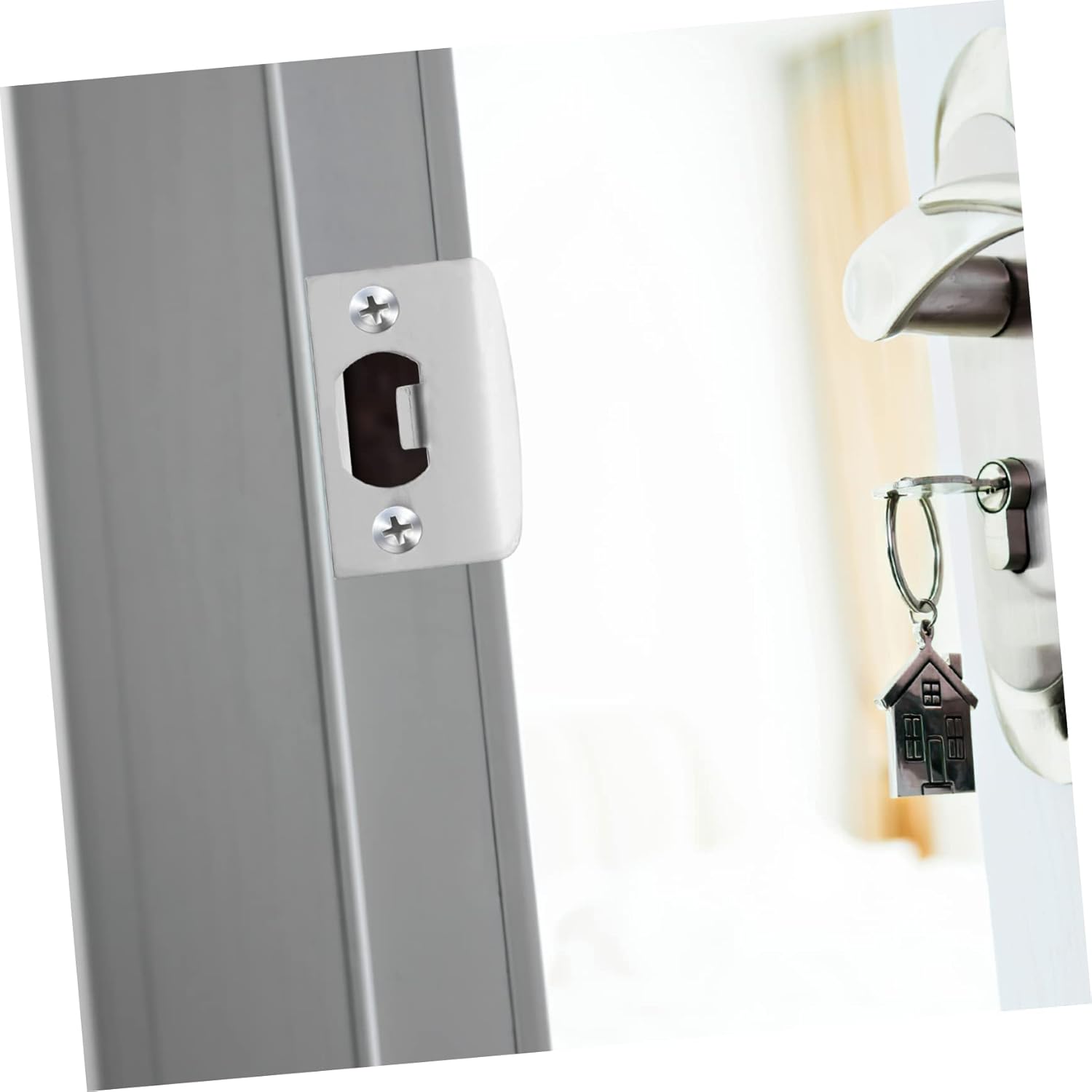 Sturdy Stainless Steel Door Strike Plate Kit with 12 Pieces for Home Garages