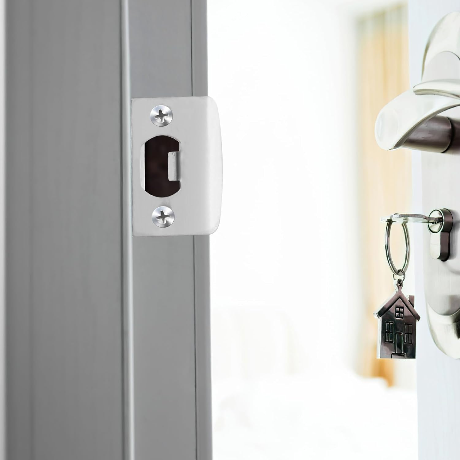 Veemoon 12-Piece Stainless Steel Door Strike Plate Kit Exterior Door Reinforcement for Home Security