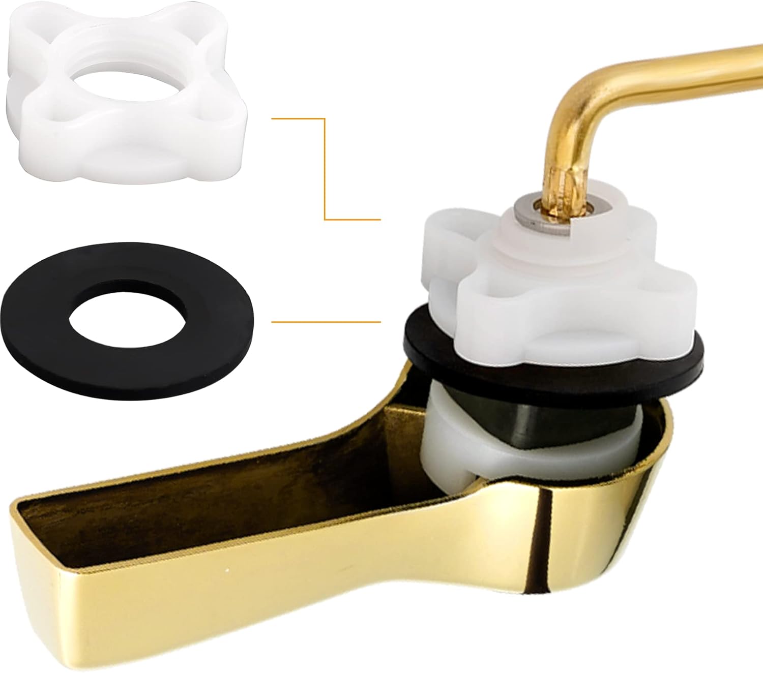 Hibbent 2-Pack Front Mount Toilet Flush Lever Set with 2-Piece Stainless Steel Flapper Chains Shiny Gold Finish