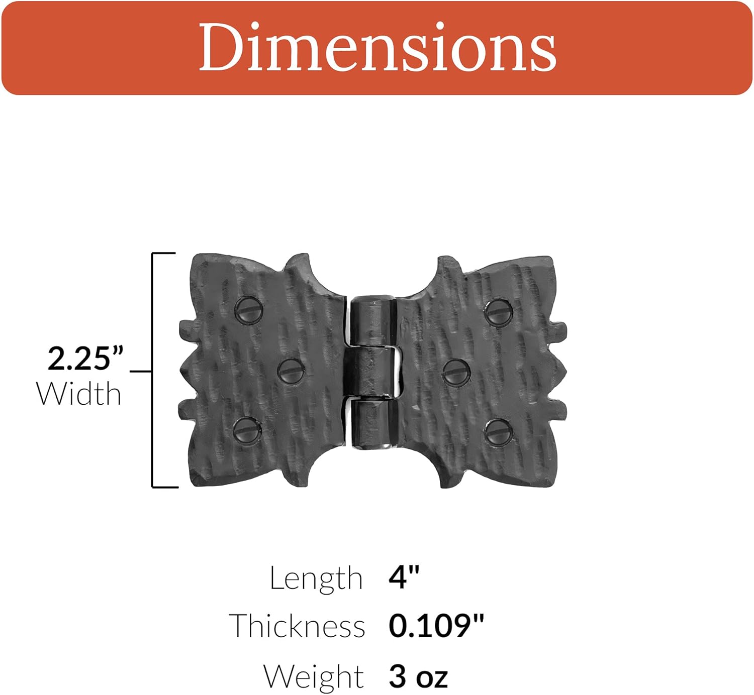 4-Pack 4-Inch Black Wrought Iron Hinges for Farmhouse Doors Gates