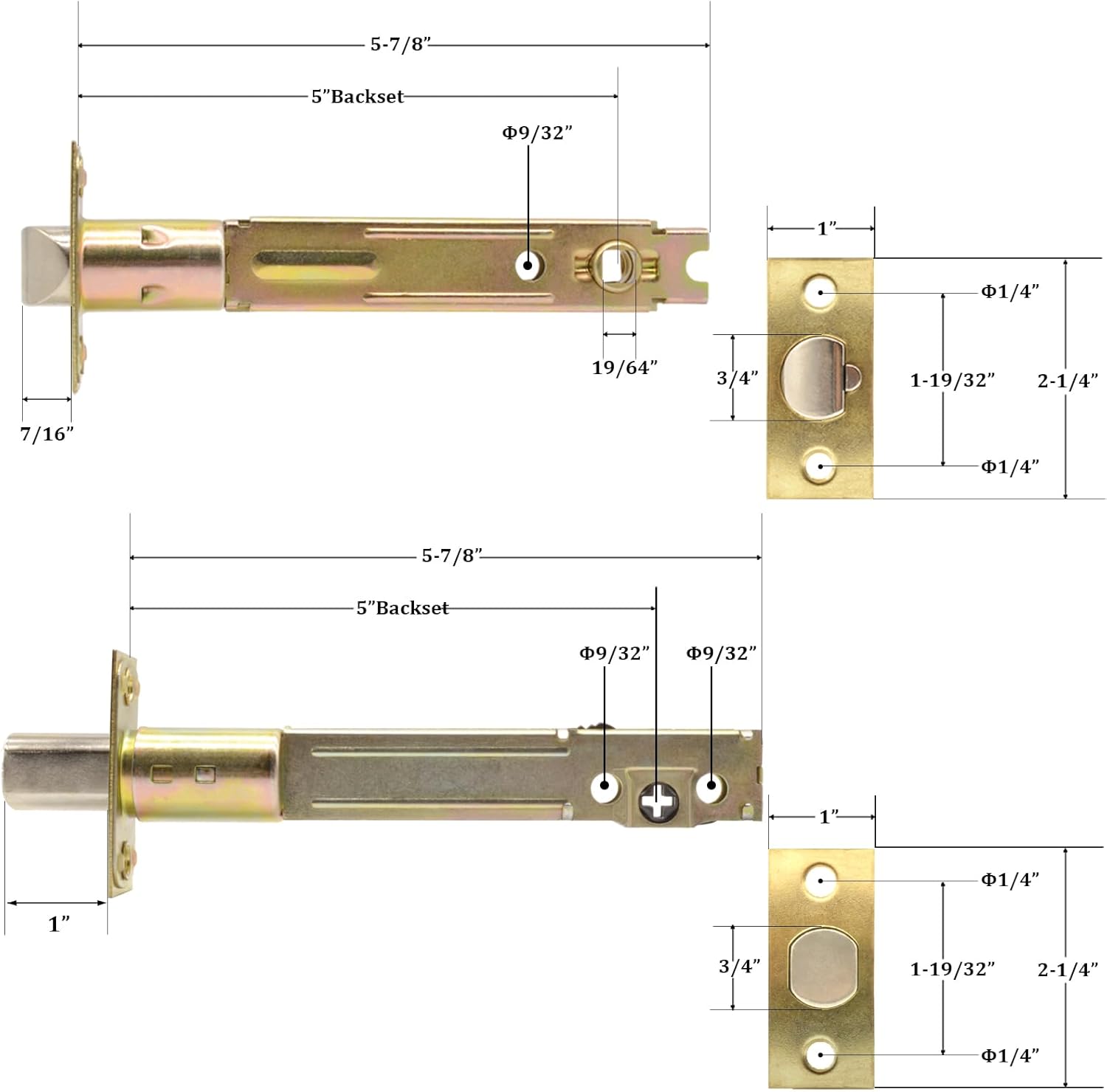 5-Inch Deadlatch Deadbolt Combo Door Lock Replacement for Vintage Entry Doors in Polished Brass