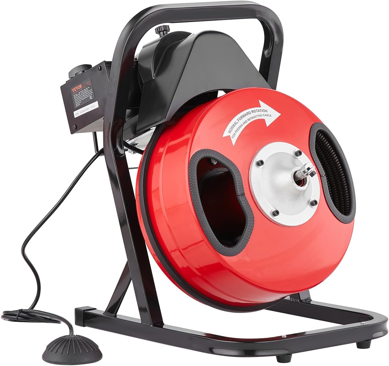 VEVOR 50FTx12Inch Steel Core Electric Drain Auger for 2 to 4 Pipes Powerful Drain Cleaning Tool