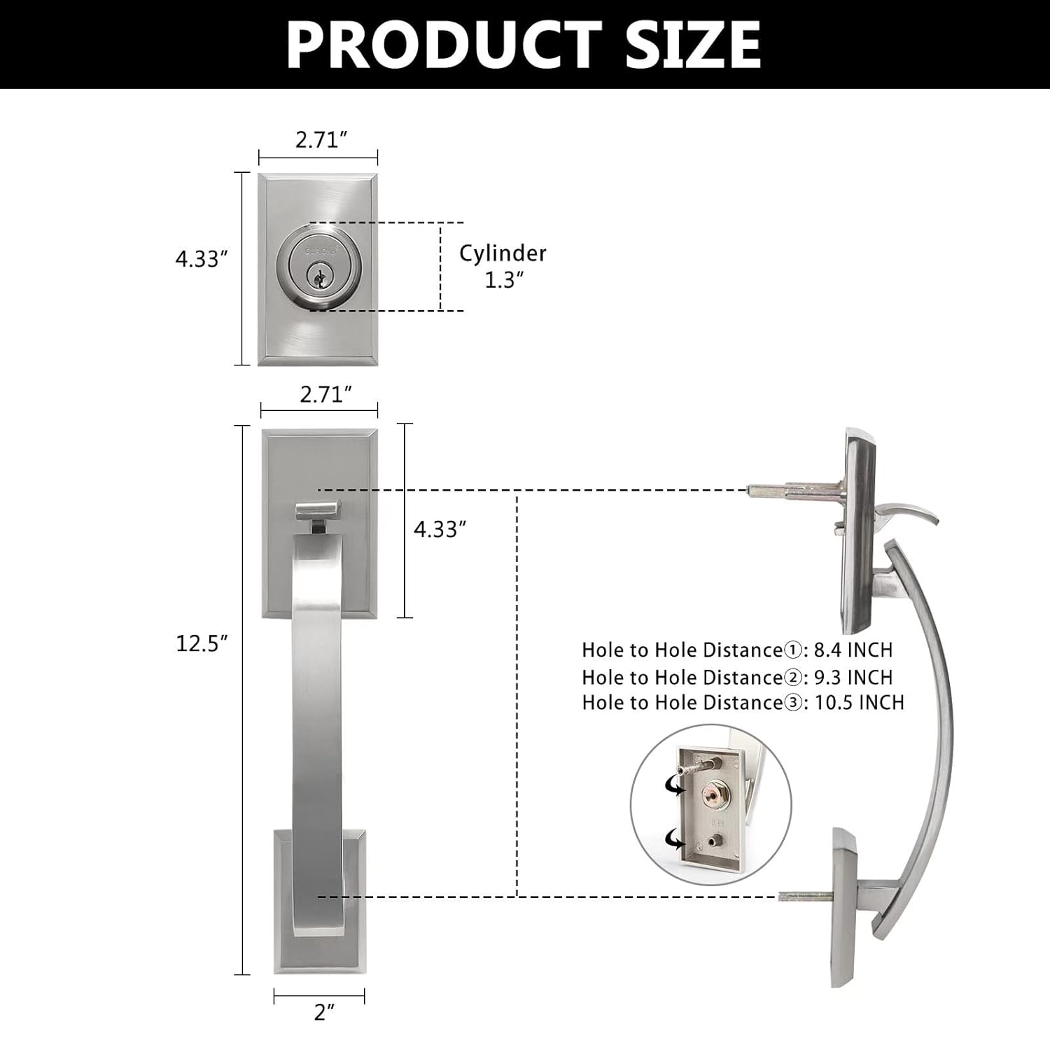 NeuType Front Door Handle Lock Set Satin Nickel