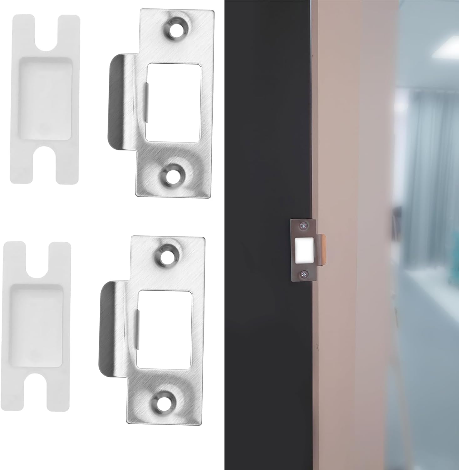 5-Set Door Strike Plate Kit with Dust Box Durable Security Kit for Doors