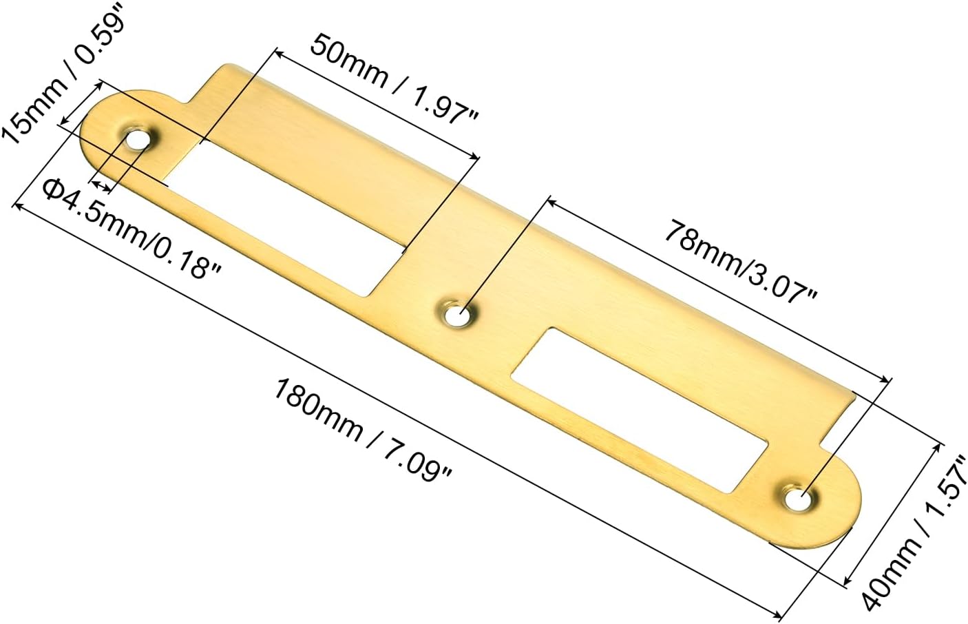Uxecc Door Strike Plate - 180mm x 40mm 201 Stainless Steel for 709 x 157 Door Frame