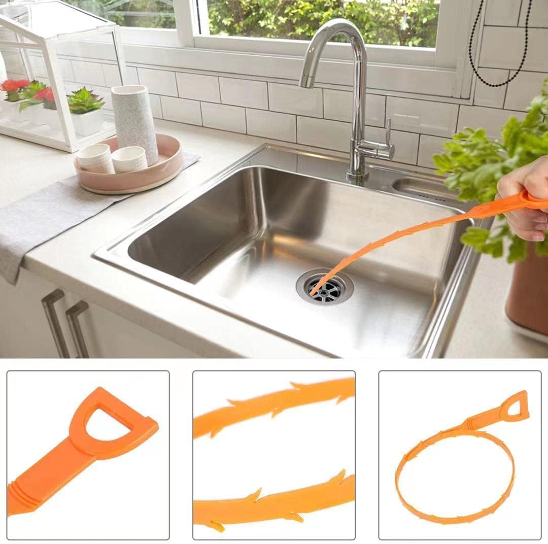 5 Pack 25-inch Drain Clog Remover Tool Kitchen Sink Bathroom Drain Cleaning Set