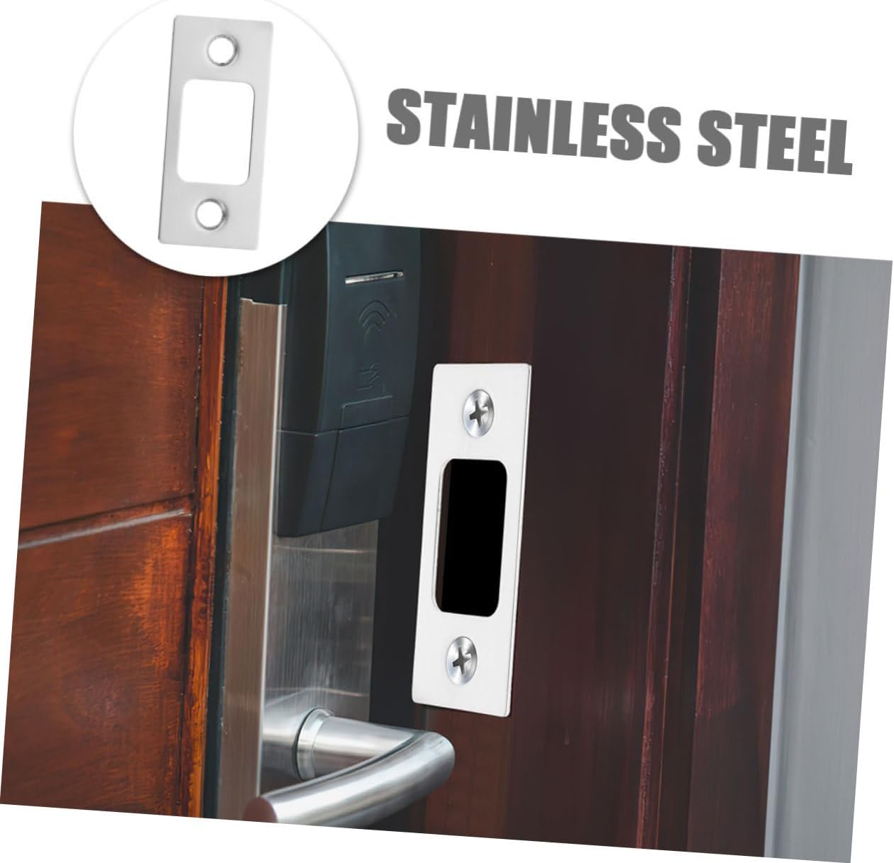 Durable Stainless Steel Deadbolt Strike Plates - Secure Door Latch Covers for Home Commercial Use