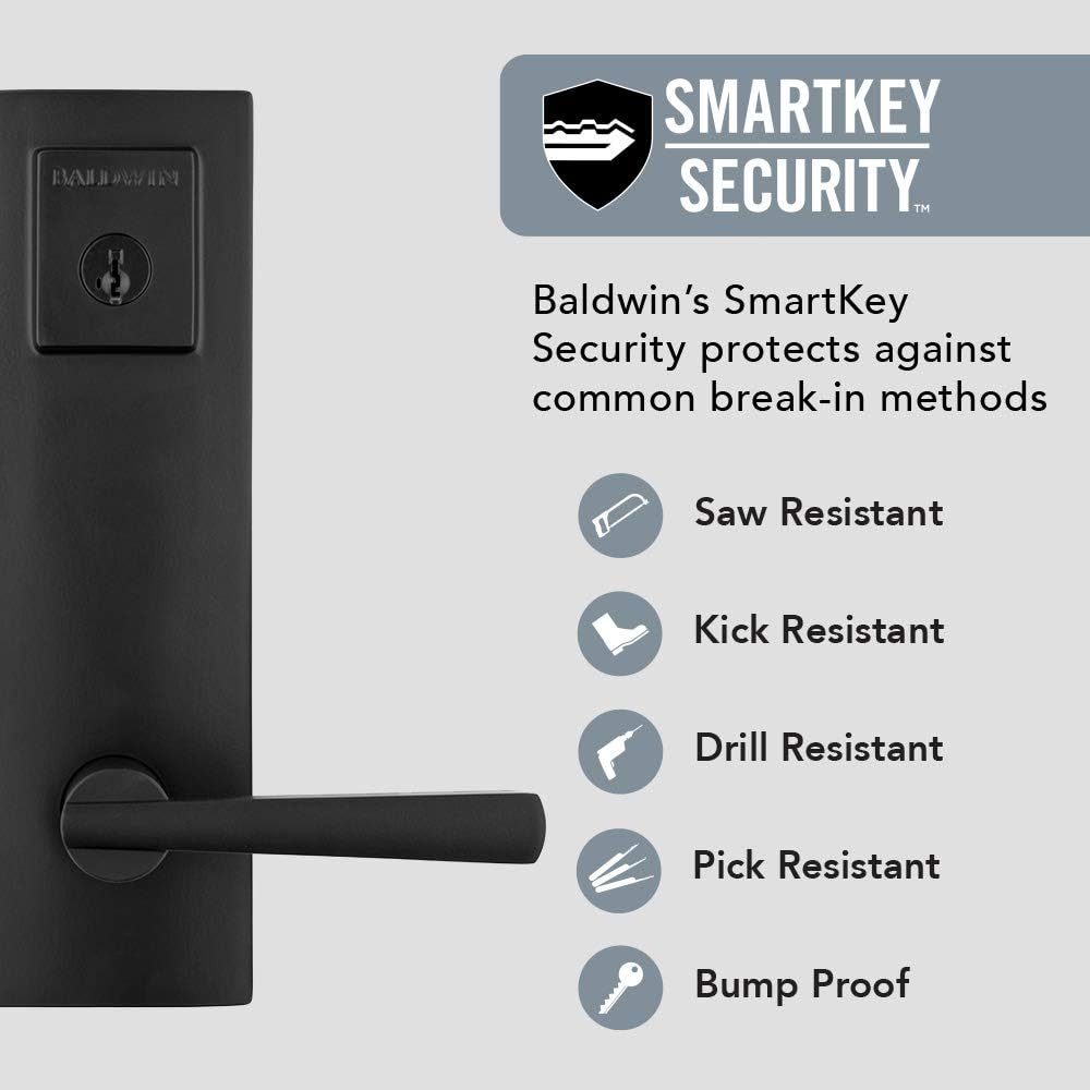 Baldwin Spyglass Entry Door Set with SmartKey Re-Key Technology and Matte Black Finish