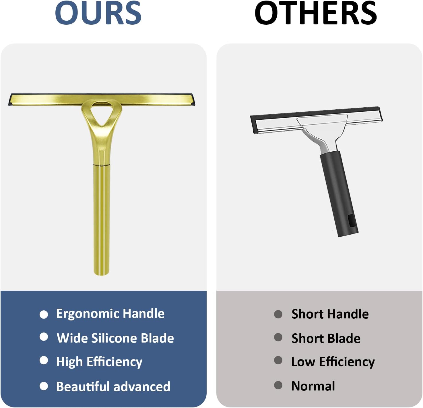 Safe Durable Stainless Steel Showers Squeegee with 3M Technology for Glass Mirror Tile