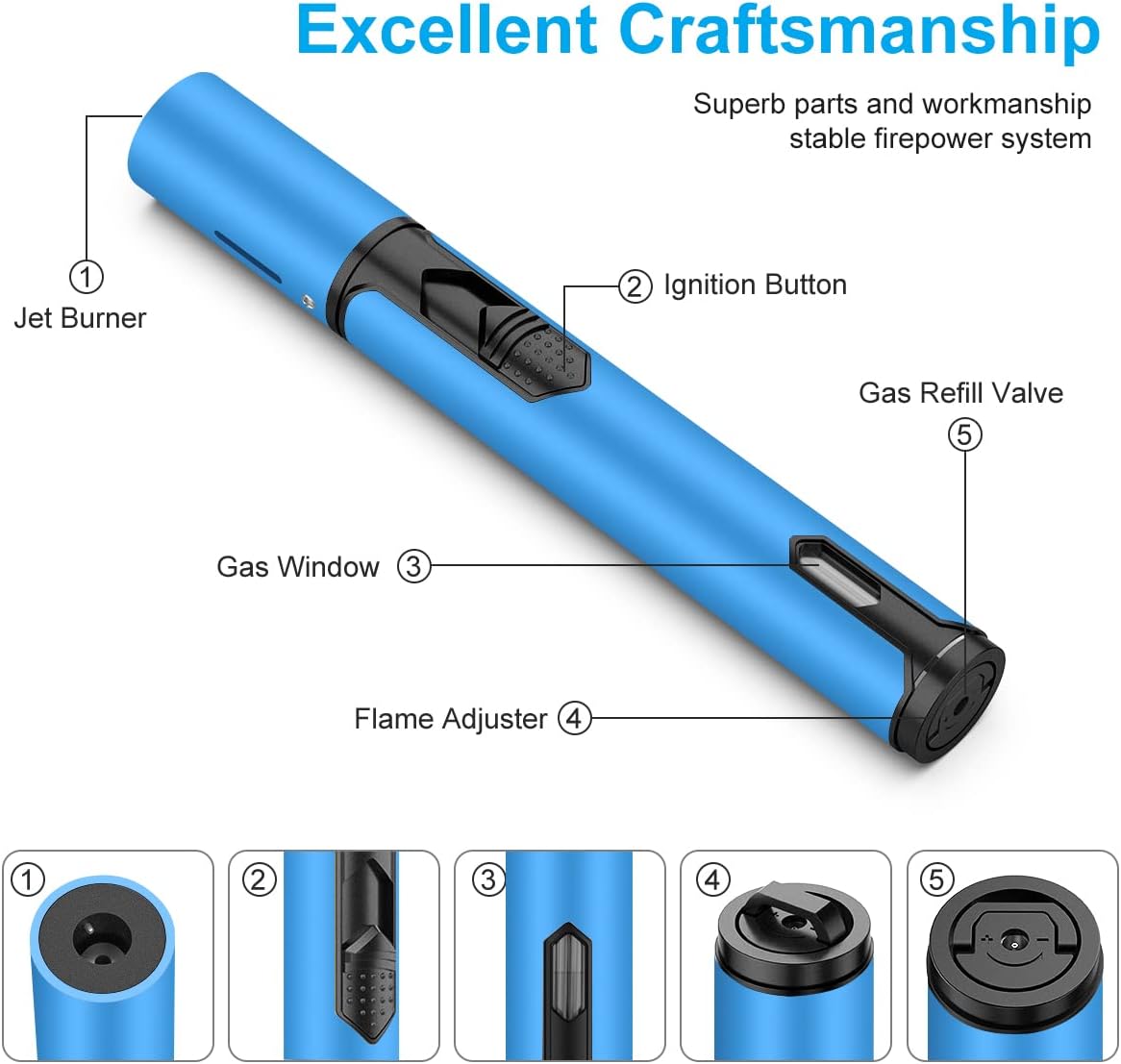 TopKay Adjustable Windproof Jet Flame Torches for Camping Outdoor Use 2-Pack