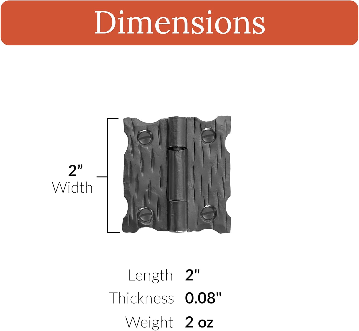 2-Piece 2-Inch Black Wrought Iron Door Hinges - Decorative Farmhouse Hinges for Barn Doors and Shutter Feet