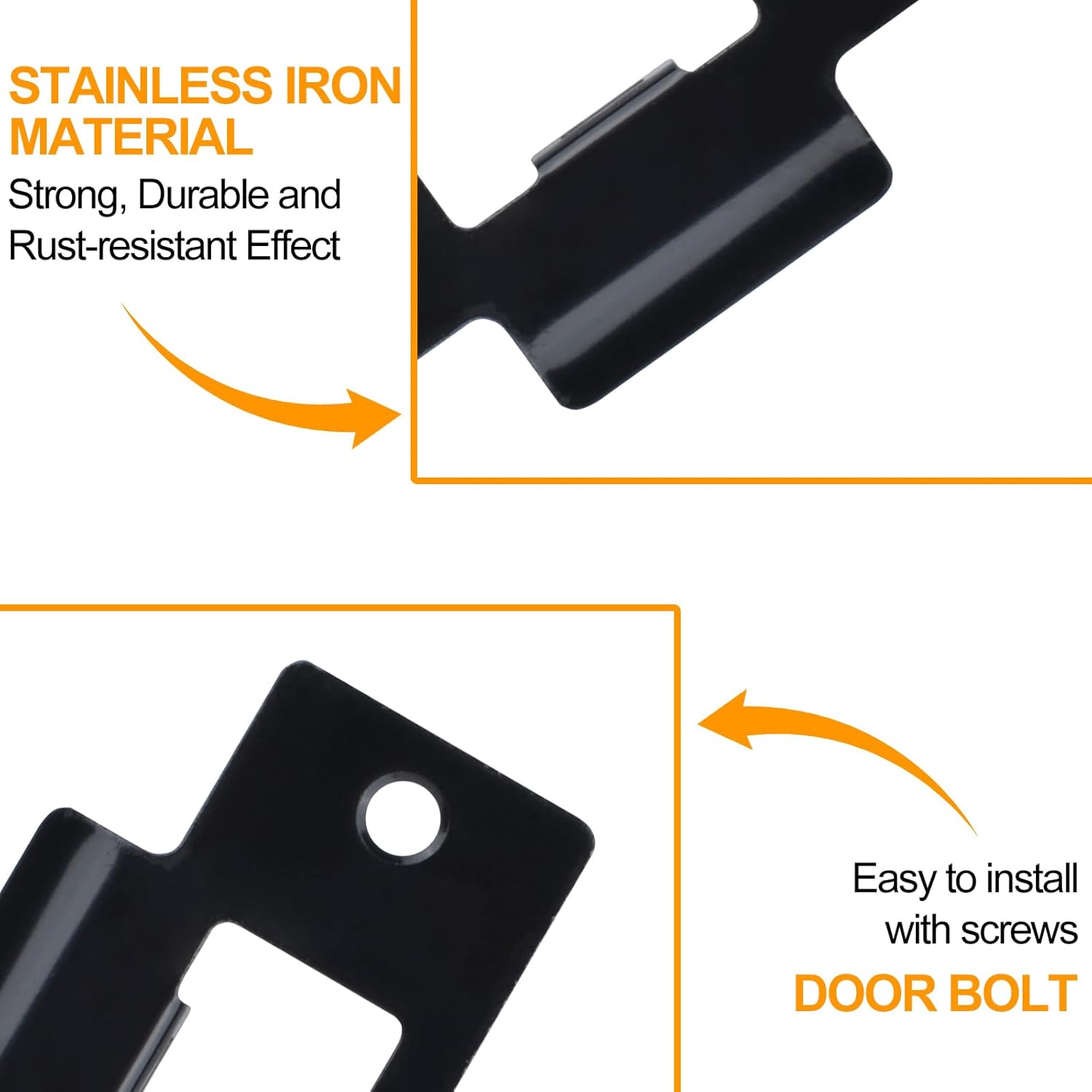 10PCS Universal Door Strike Plate with Screw Stainless Steel Deadbolt Covers Door Reinforcement Kit Black