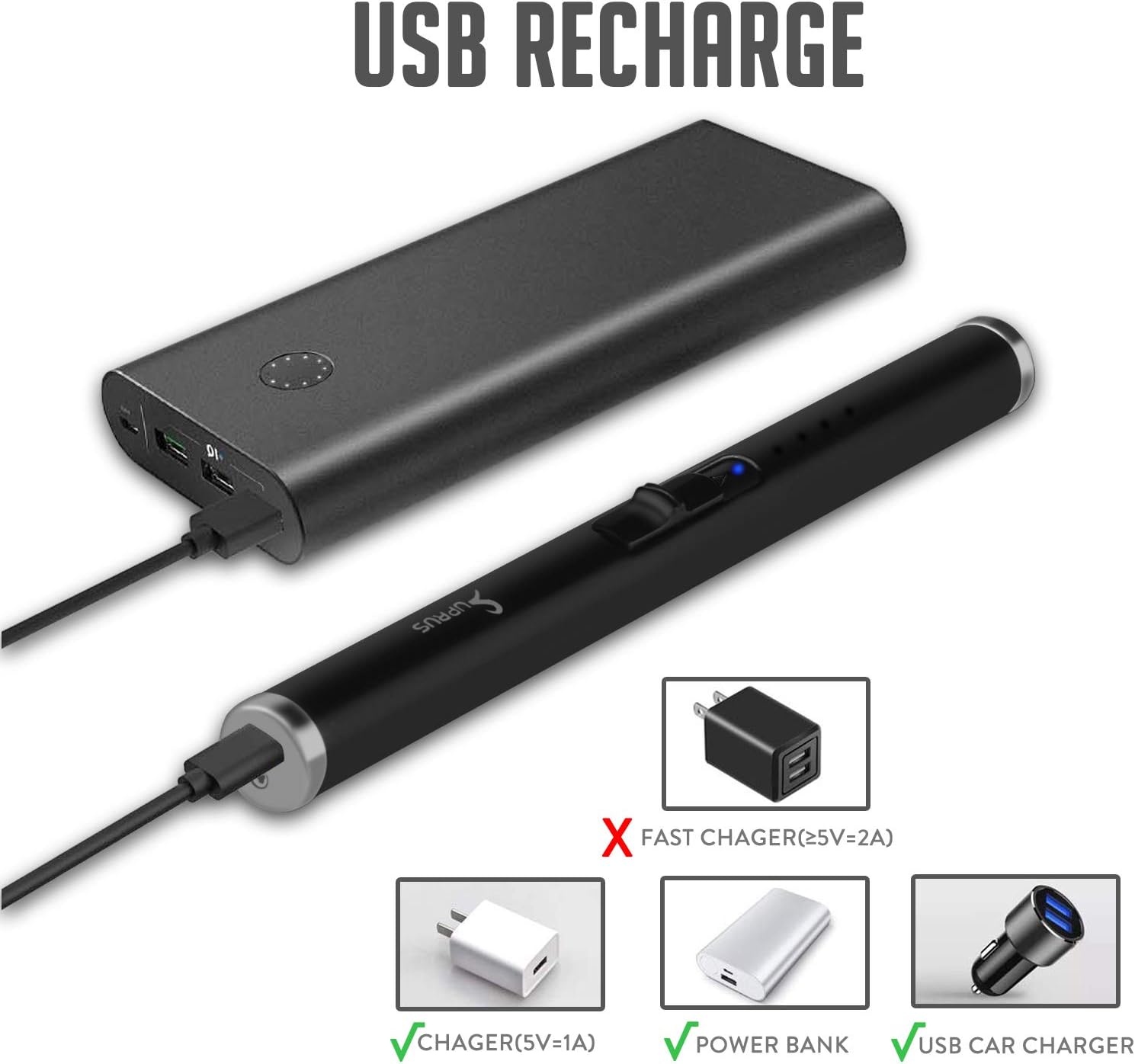 SUPRUS USB Type C Rechargeable Flameless Lighter with LED Battery Display