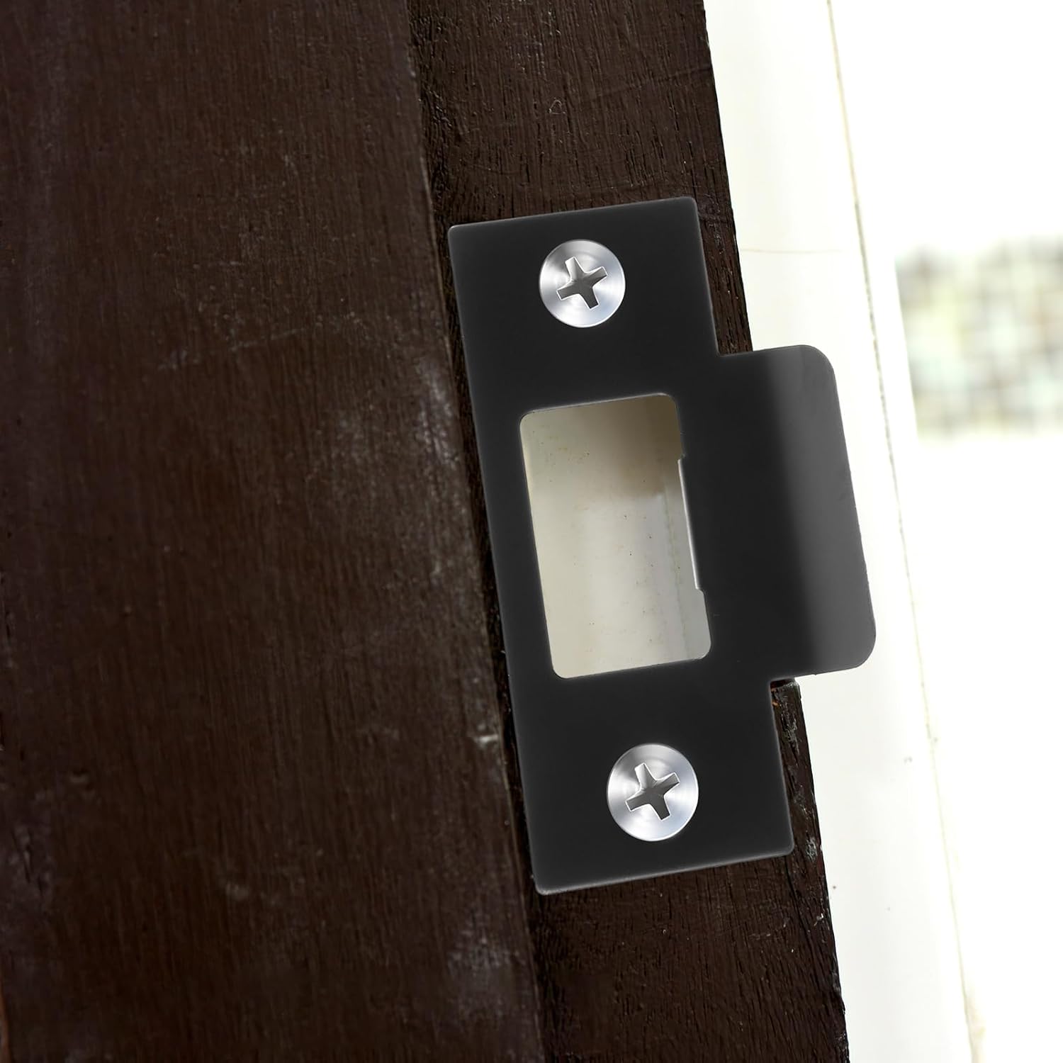 DOITOOL 4-Piece Black Door Strike Plate Stainless Steel Security for Doors