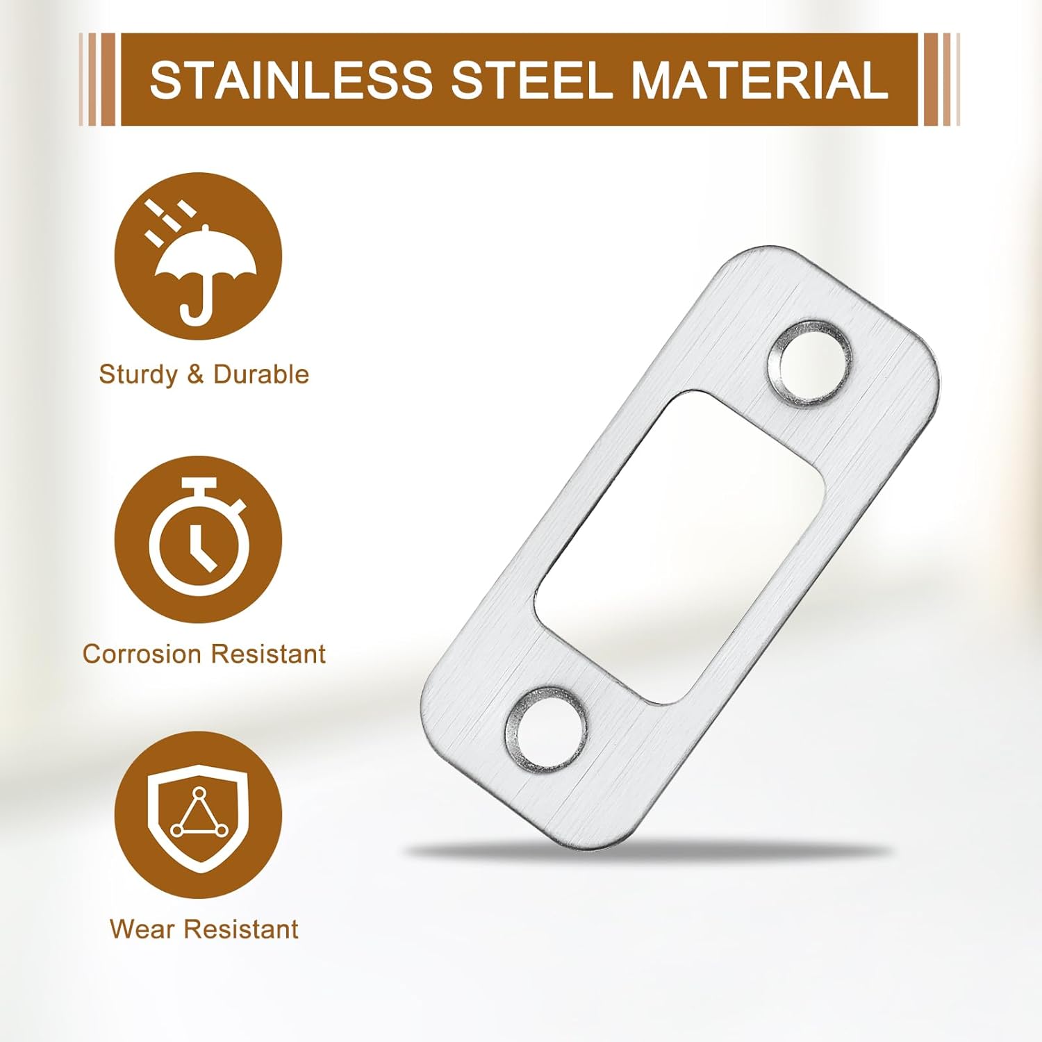 U excell2Pcs Door Strike Plate 57mm x 255mm Stainless Steel Latch Deadbolt Replacement Silver