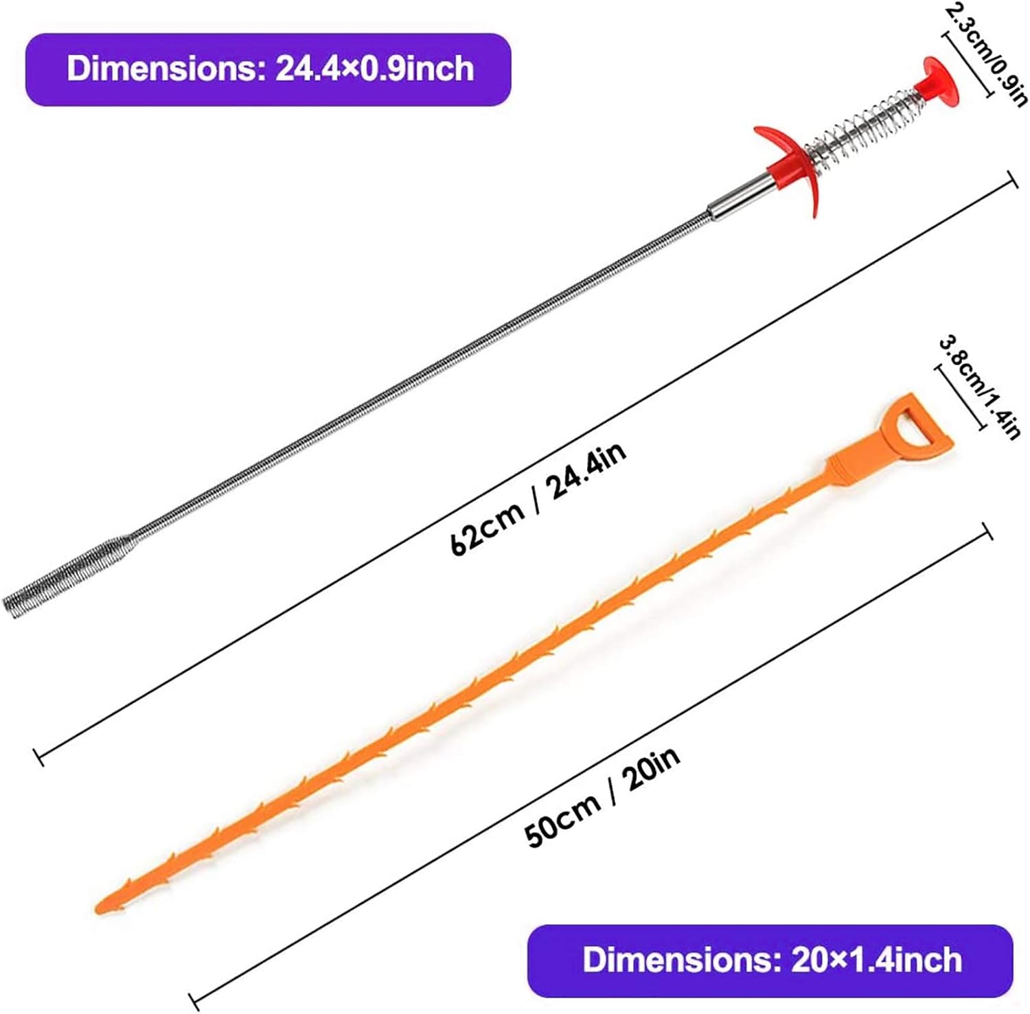 Domejo 7-Piece Drain Auger Set Grit Hair Remover for Shower Toilet Kitchen Sink Bathroom
