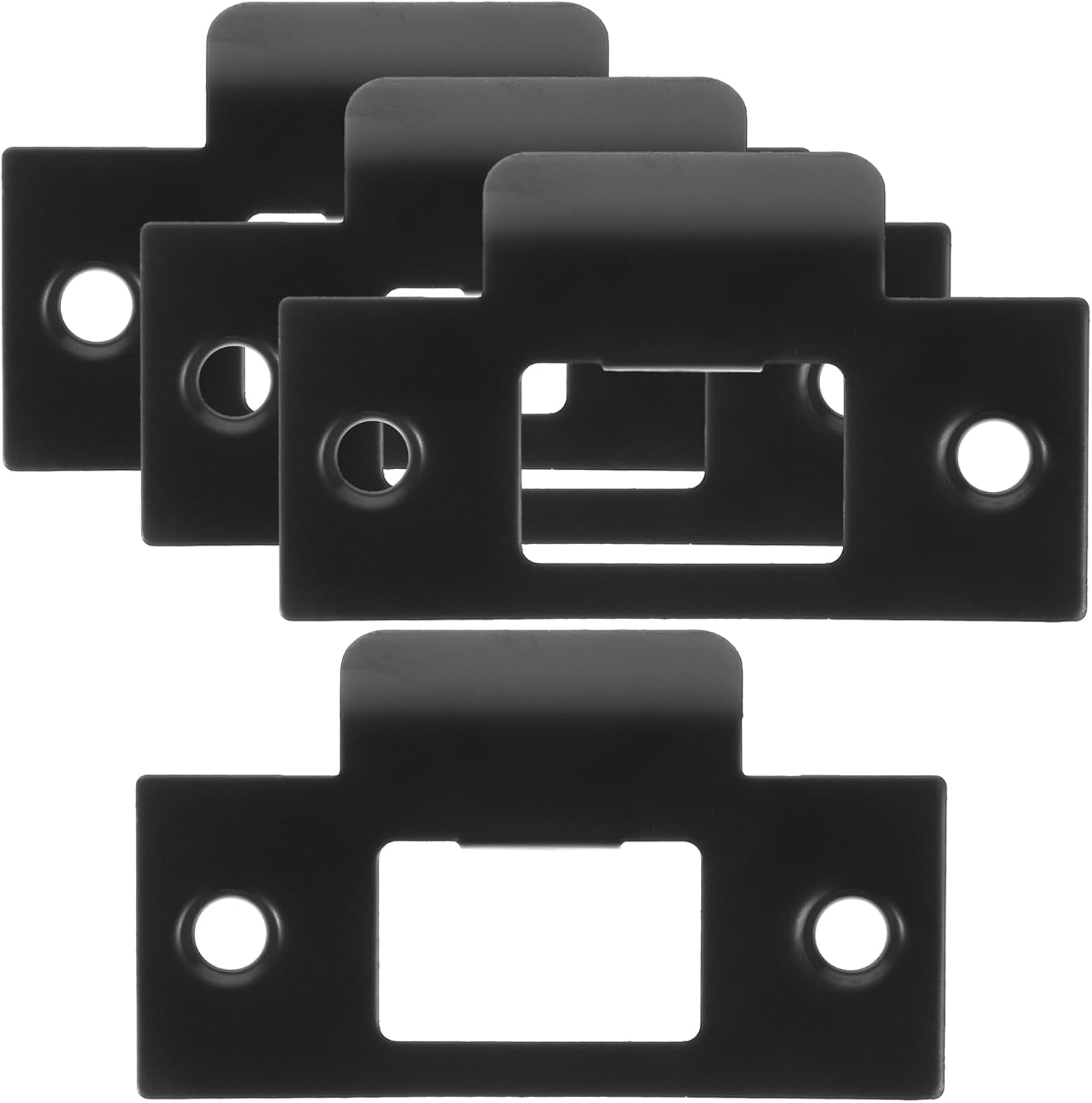 DOITOOL 4-Piece Black Door Strike Plate Stainless Steel Security for Doors