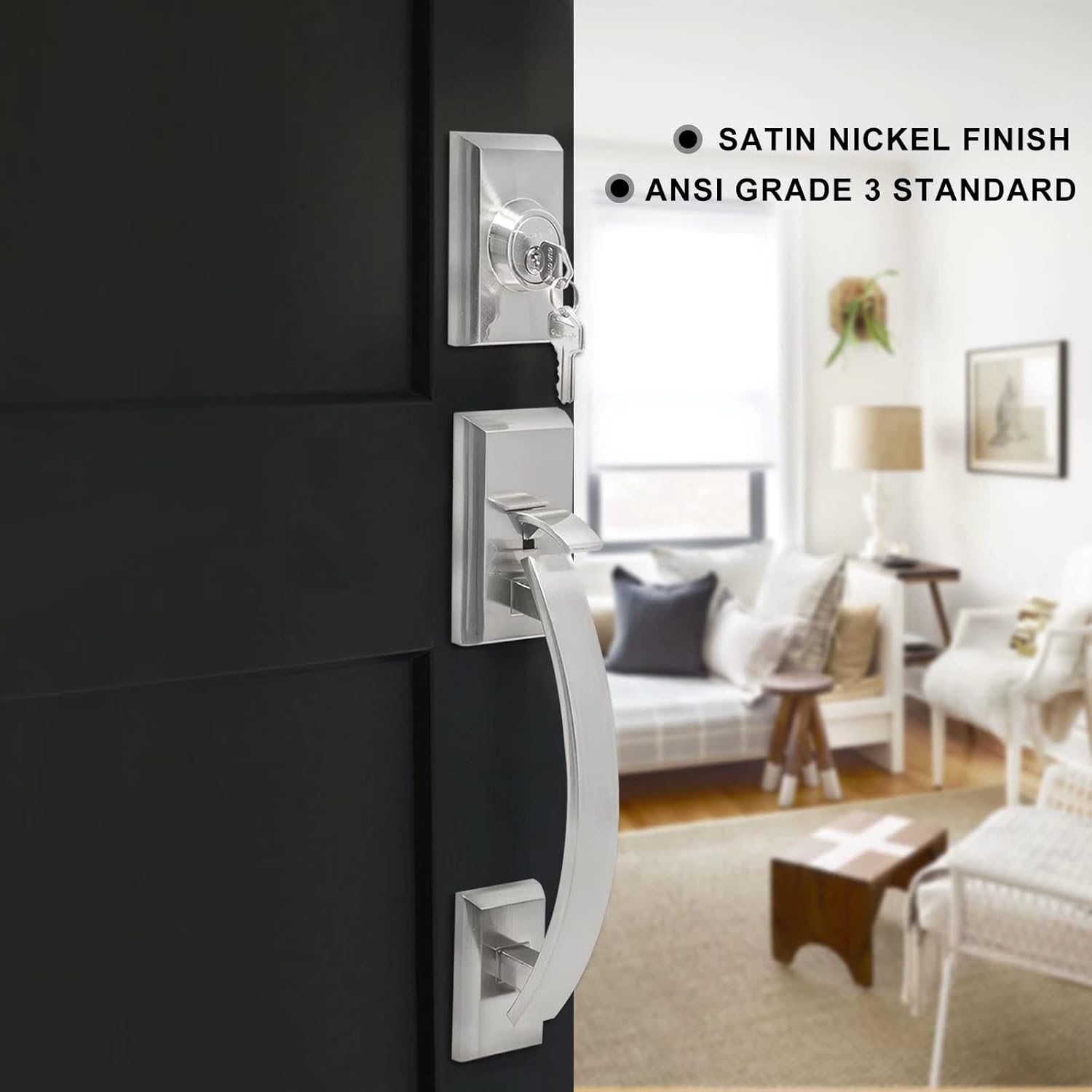 NeuType Front Door Handle Lock Set Satin Nickel