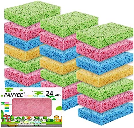 PANYEE Compressed Cellulose Sponges 24 Pack Non-Silicone