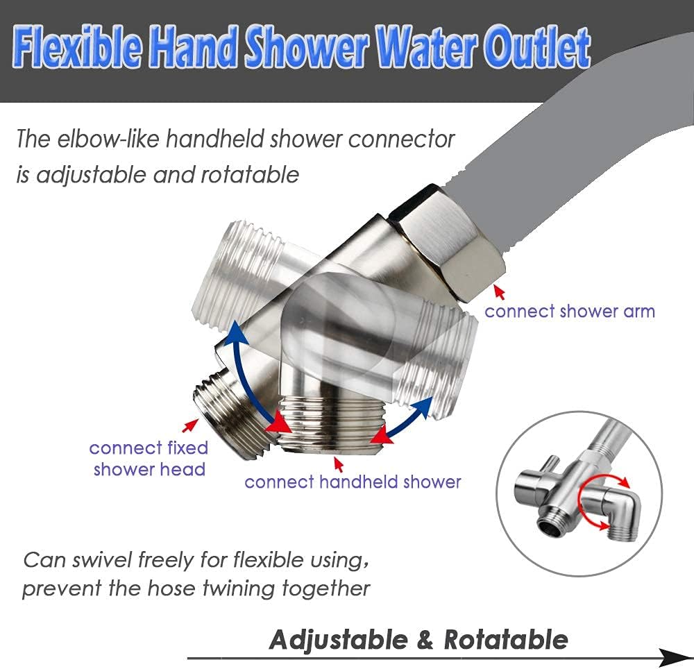 YDmeet - Shower Diverter Valve Brass 3 Ways Gift Set for Handheld and Fixed Heads