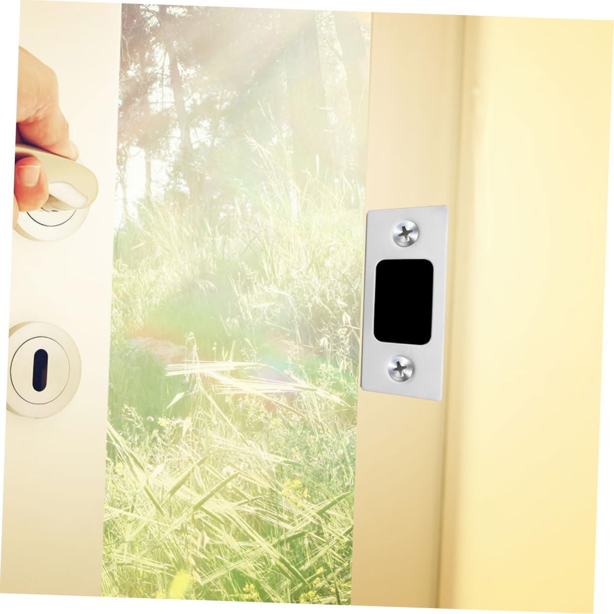 Durable Stainless Steel Deadbolt Strike Plates - Secure Door Latch Covers for Home Commercial Use