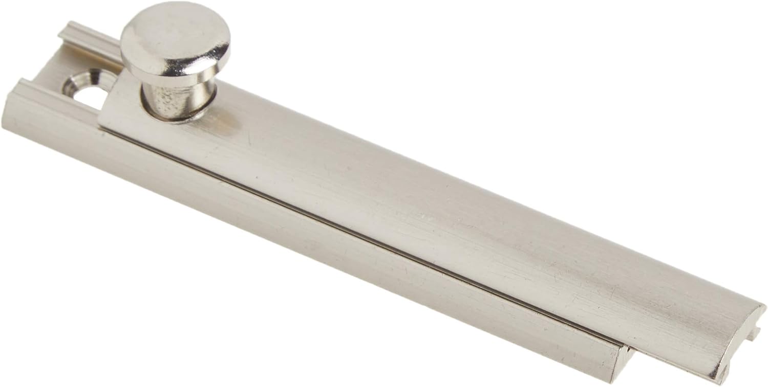 Hickory Hardware Security Slide Latch Door Lock Bolt Pair - Heavy-Duty Satin Nickel